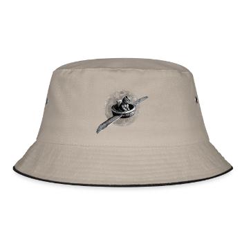 True Moon Love – Fliegende Katze - Bucket Hat - Khaki/Schwarz - Vorne