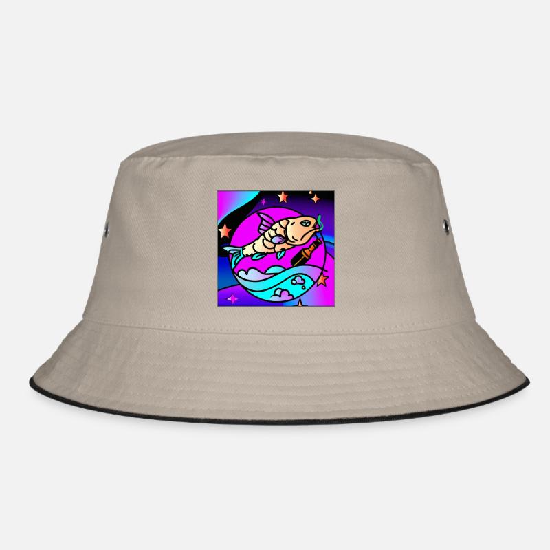 Drunk vaperwave/retrowave fish. Bucket Hat