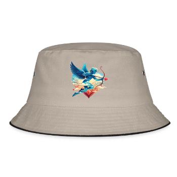 Himmlischer Amor mit verträumten Flügeln - Bucket Hat - Khaki/Schwarz - Vorne