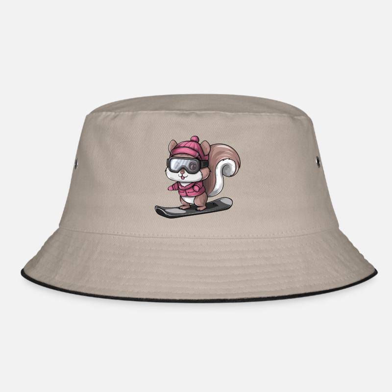 Cool Squirrel Snowboarder Winter Sports Bucket Hat
