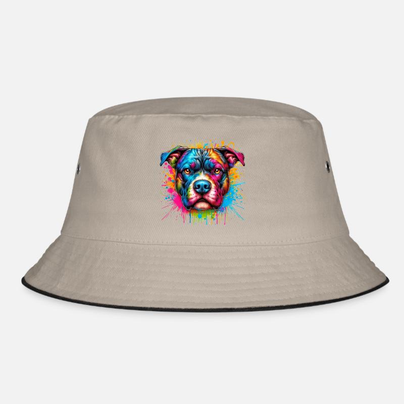 Pitbull Hund - Bucket Hat - Khaki/Schwarz