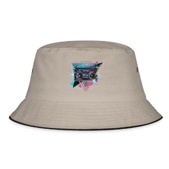 Cassette recorder in 80s neon graffiti look - Bucket Hat - khaki/black - Front