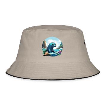 Robbe an der Küste - Bucket Hat - Khaki/Schwarz - Vorne