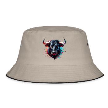 Stier - Bucket Hat - Khaki/Schwarz - Vorne
