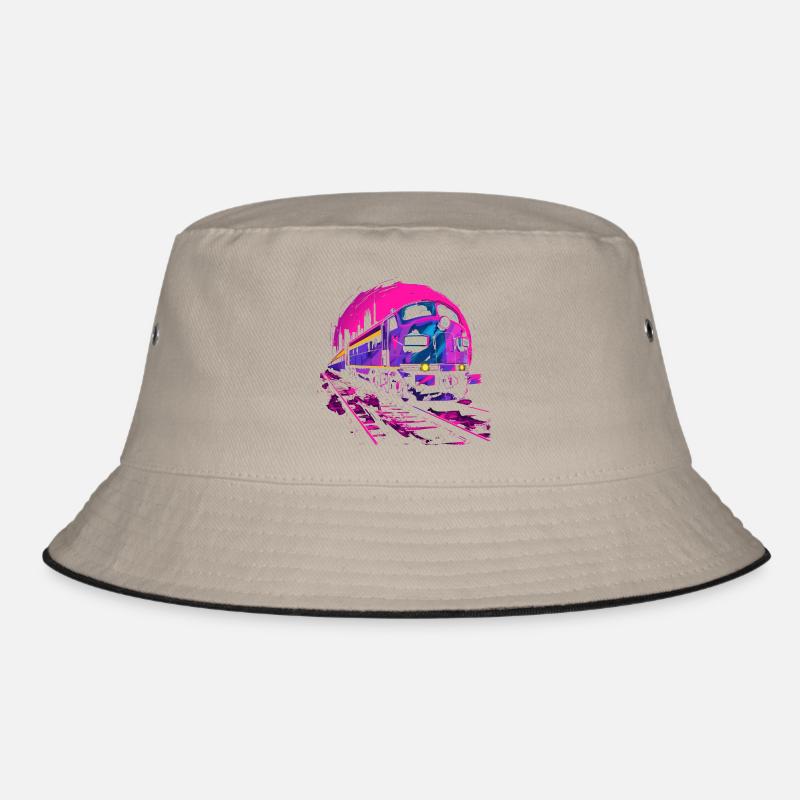 Retrowave Eisenbahn Bucket Hat
