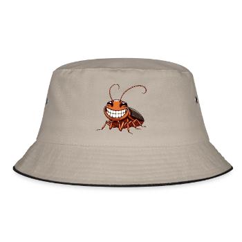 Süße Kakerlake Schabe Comic Cartoon - Bucket Hat - Khaki/Schwarz - Vorne