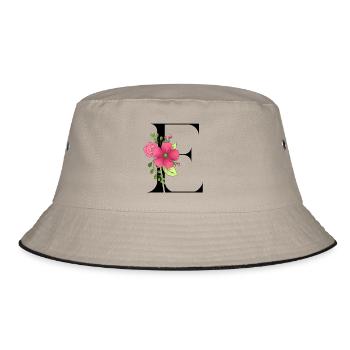 Elégante lettre 'E' avec des fleurs - Bob - kaki/noir - Devant