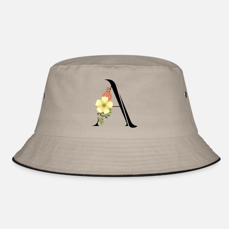 Eleganter Buchstabe 'A' mit Blumen Bucket Hat