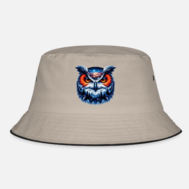 Eule - Bucket Hat - Khaki/Schwarz