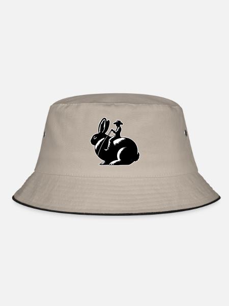 Rabbit Rider (only design - with outline, 3-Color) - Bucket Hat - khaki/black - Front