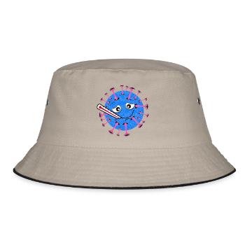 Sick Virus – Cartoon with Clinical Thermometer - Bucket Hat - khaki/black - Front