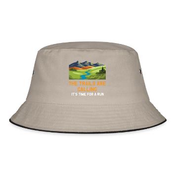 The Trails Are Calling - It's Time For a Run - Bucket Hat - khaki/black - Front
