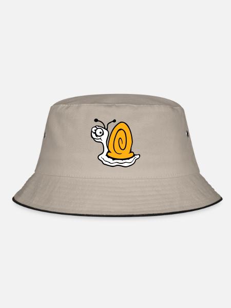 Snail anxious unsure looking back cute - Bucket Hat - khaki/black - Front