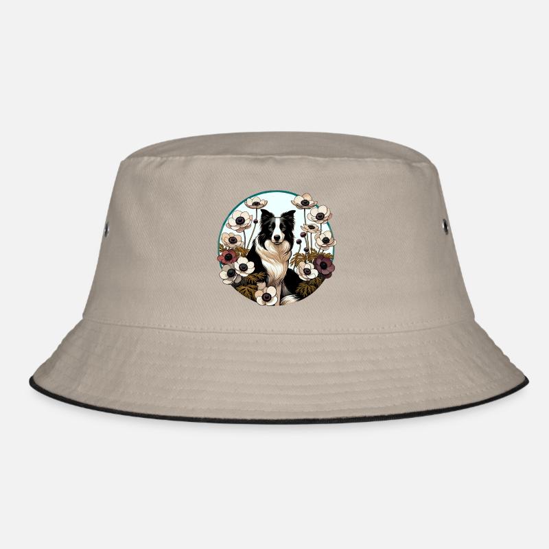 Border Collie im Blumenkreis Bucket Hat