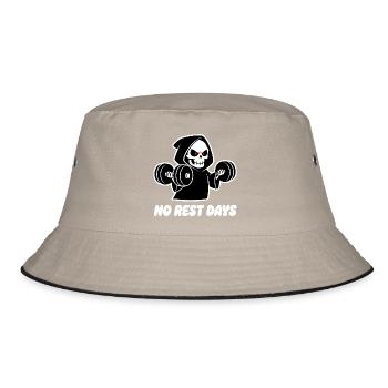 Kein Pausen Tag Grim Reaper Krafttraining - Bucket Hat - Khaki/Schwarz - Vorne