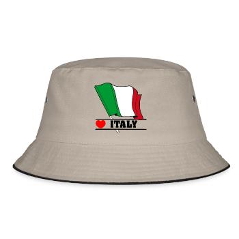 Italienische Flagge mit Herz - Bucket Hat - Khaki/Schwarz - Vorne