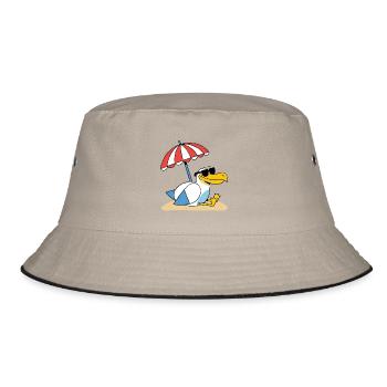Sunny Beach Seagull with Umbrella - Bucket Hat - khaki/black - Front