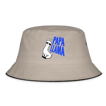 Papa Lama Cool Sonnenbrille Sitzend Lustig Tier - Bucket Hat - Khaki/Schwarz - Vorne