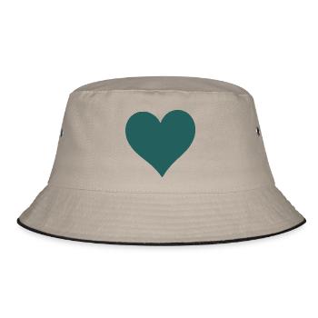 blaues Herz - Bucket Hat - Khaki/Schwarz - Vorne
