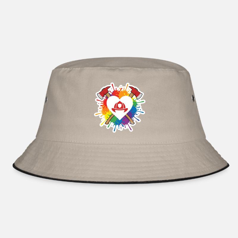 Firefighter Heart Rainbow Pride Love Axe Bucket Hat