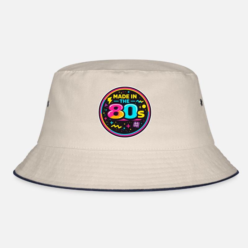 80er Neon Nostalgie Sticker Bucket Hat