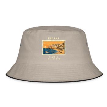 Spanien Cádiz Vintage Reisemarke - Bucket Hat - Khaki/Schwarz - Vorne