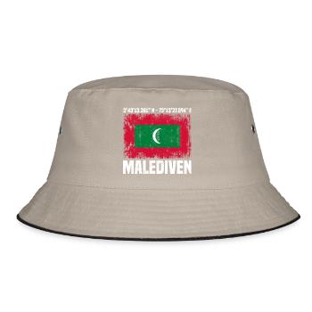 Malediven Koordinaten - Bucket Hat - Khaki/Schwarz - Vorne