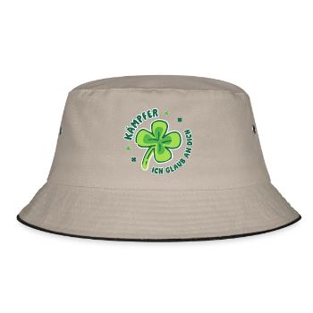 Kämpfer – Ich glaub an dich - Glücksbringer - Bucket Hat - Khaki/Schwarz - Vorne
