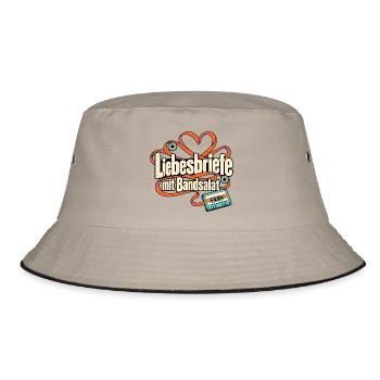 Kassette Mixtape Kassettennostalgie Musikfan - Bucket Hat - Khaki/Schwarz - Vorne