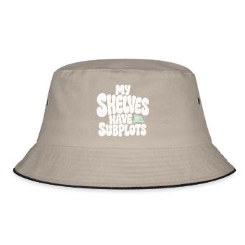 Bücherhumor – My Shelves Have Subplots - Bucket Hat - Khaki/Schwarz - Vorne