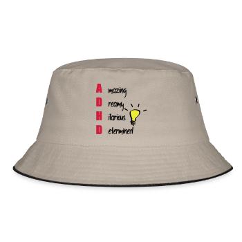 ADHD / ADHS Support Geschenk - Bucket Hat - Khaki/Schwarz - Vorne