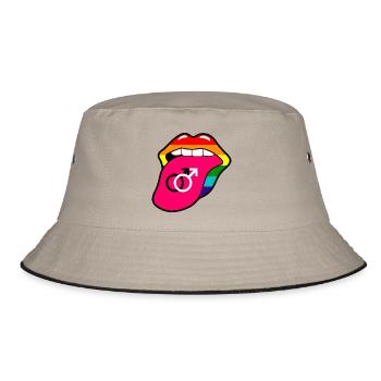 Gay rain rainbow bouche et langue avec symbole gay - Bob - kaki/noir - Devant
