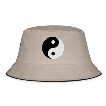Yin und Yang (Farben anpassbar!) - Bucket Hat - Khaki/Schwarz - Vorne