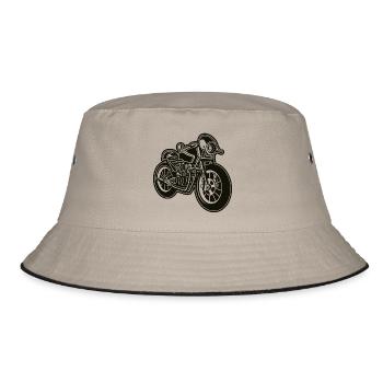 Cafe Racer Motorcycle 01_black - Bucket Hat - khaki/black - Front
