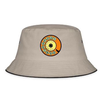 colorful dial vintage retro telephone nostalgia - Bucket Hat - khaki/black - Front