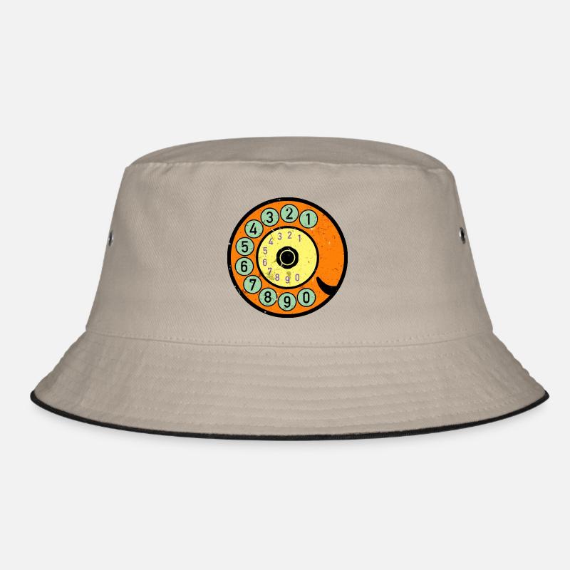 bunte Wählscheibe Vintage Retro Telefon Nostalgie - Bucket Hat - Khaki/Schwarz