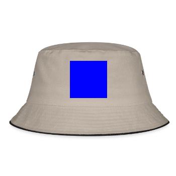 Quadrat blau - Bucket Hat - Khaki/Schwarz - Vorne