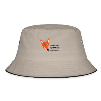 Lachen ist die beste Medizin - Bucket Hat - Khaki/Schwarz - Vorne