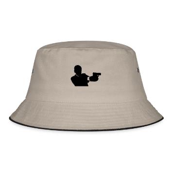 Mann mit Pistole Waffe Silhouette - Bucket Hat - Khaki/Schwarz - Vorne