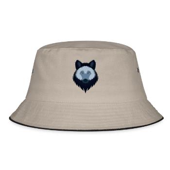 Weiblicher blauer Wolf - Bucket Hat - Khaki/Schwarz - Vorne