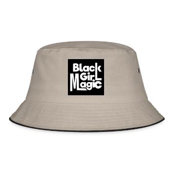 Black Girl Magic 2 White Text - Bucket Hat - khaki/black - Front