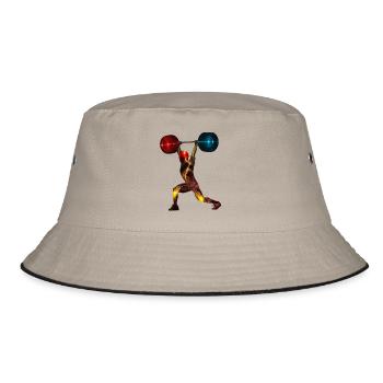 spacy weightlifter - Bucket Hat - Khaki/Schwarz - Vorne