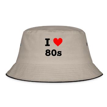 I love 80s - Bucket Hat - Khaki/Schwarz - Vorne