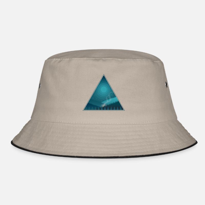 Triangle night campfire at full moon in the forest - Bucket Hat - khaki/black