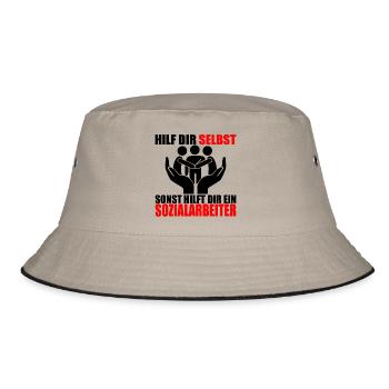 HILF DIR SELBST SONST HILFT DIR EIN SOZIALARBEITER - Bucket Hat - Khaki/Schwarz - Vorne
