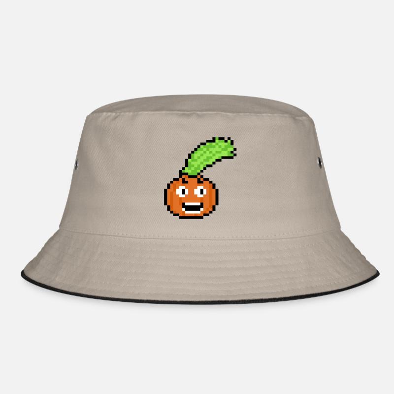 Gemüse (Pixelart) - Bucket Hat - Khaki/Schwarz