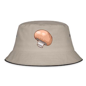 Champignons Egerlinge Angerlinge Pilze - Bucket Hat - Khaki/Schwarz - Vorne