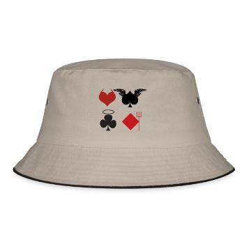 Poker Cashgame Glücksspiel Geschenk Männersache - Bucket Hat - Khaki/Schwarz - Vorne