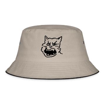 Cat / hangover / evil, roaring / grooving - Bucket Hat - khaki/black - Front