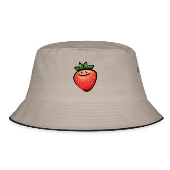 Happy Strawberry - Bucket Hat - khaki/black - Front